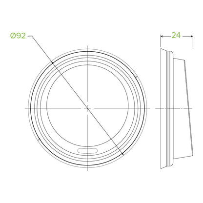 90mm White lid Fits 8oz uni-lid, 12, 16 & 20oz Cups - Choose your colour Black or White.