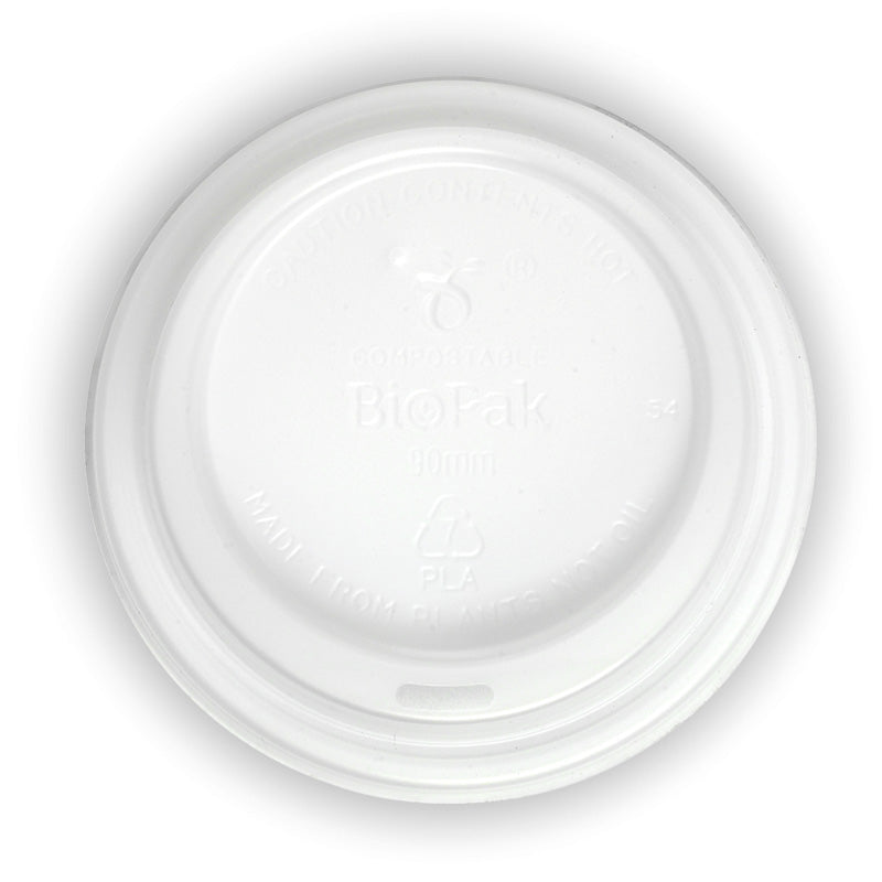 BioPak 8-20oz (90mm DIA) PLA Large Lid -  Opaque