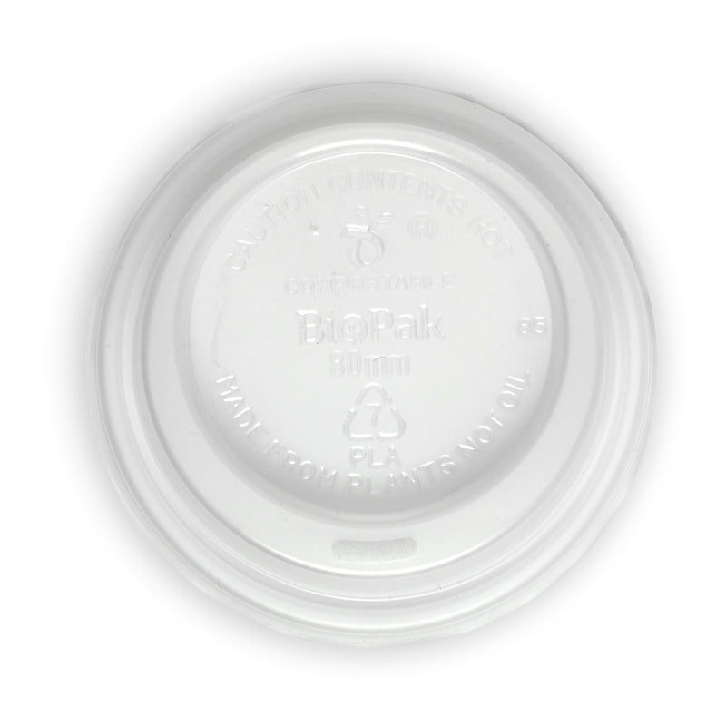 BioPak 6-12oz (80mm DIA) PLA Small Lid-  Opaque