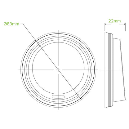 BioPak 6-12oz (80mm DIA) PLA Small Lid-  Size Specifications