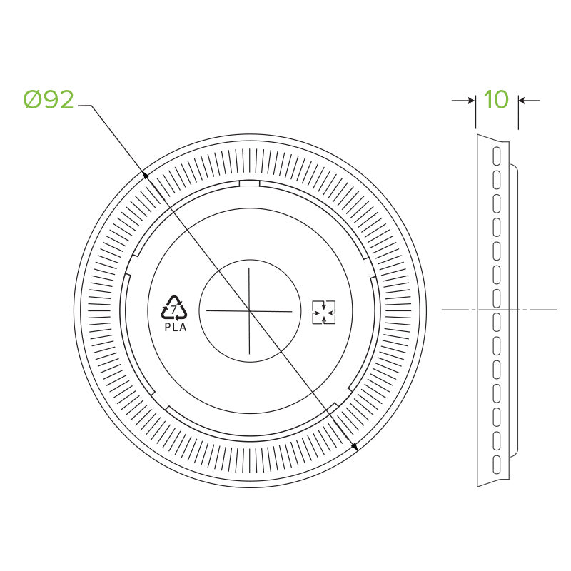 390-650ml /12-22oz 90mm PLA Paper Cold Cup Clear Flat Slot Lid