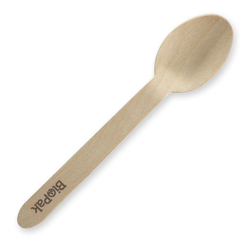 BioPak 16cm Wooden Spoon - Individually wrapped 10pk