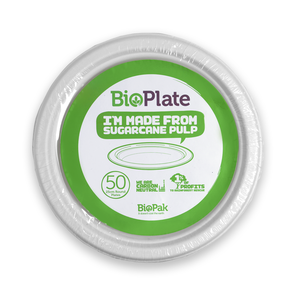 BioPak 25cm / 10‰ۡóÁÌ_•À_ White BioPlates - Individually wrapped 50pk