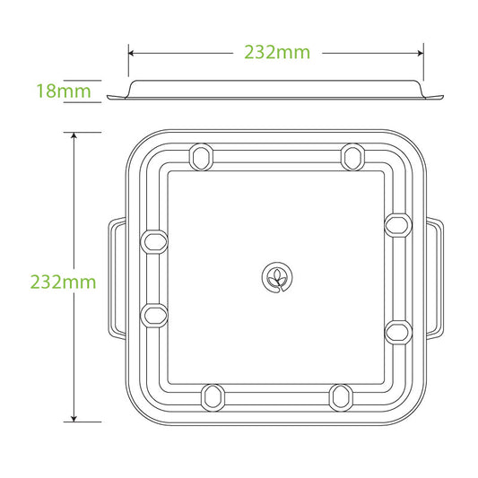 BioPak 3/4/5 Compartment Natural Sugarcane Takeaway LARGE Lid specifications