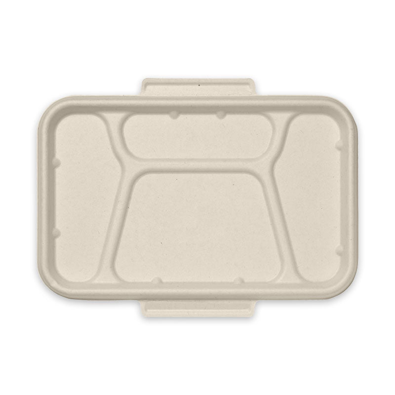 BioPak 4 Compartment Sugarcane Fibre Takeaway Base Lid - Natural