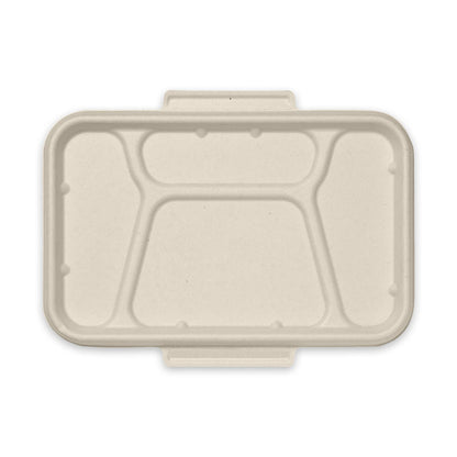 BioPak 4 Compartment Sugarcane Fibre Takeaway Base Lid - Natural