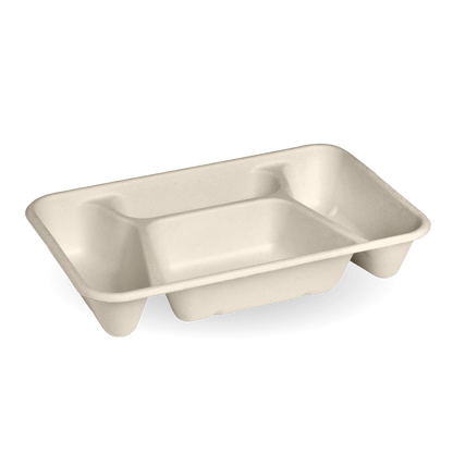 BioPak 4 Compartment Sugarcane Takeaway Base - Natural