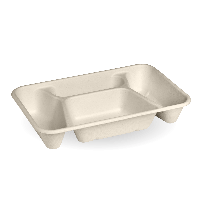 BioPak 4 Compartment Sugarcane Takeaway Base - Natural