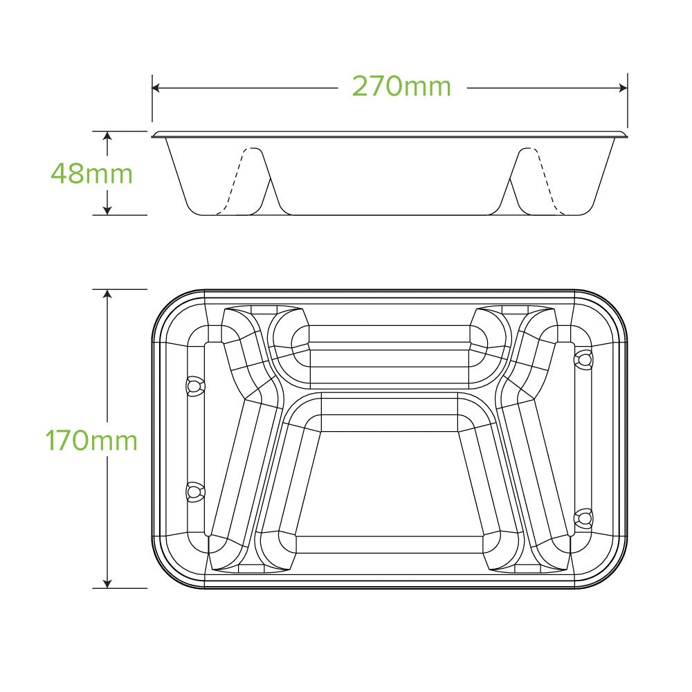 BioPak 4 Compartment Sugarcane Takeaway Base - Natural specifications