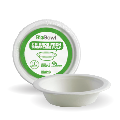 BioPak 500ml White BioBowls - Individually wrapped 10pk