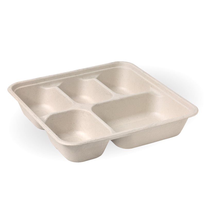 BioPak 5-compartment Large Sugarcane Fibre Takeaway Base