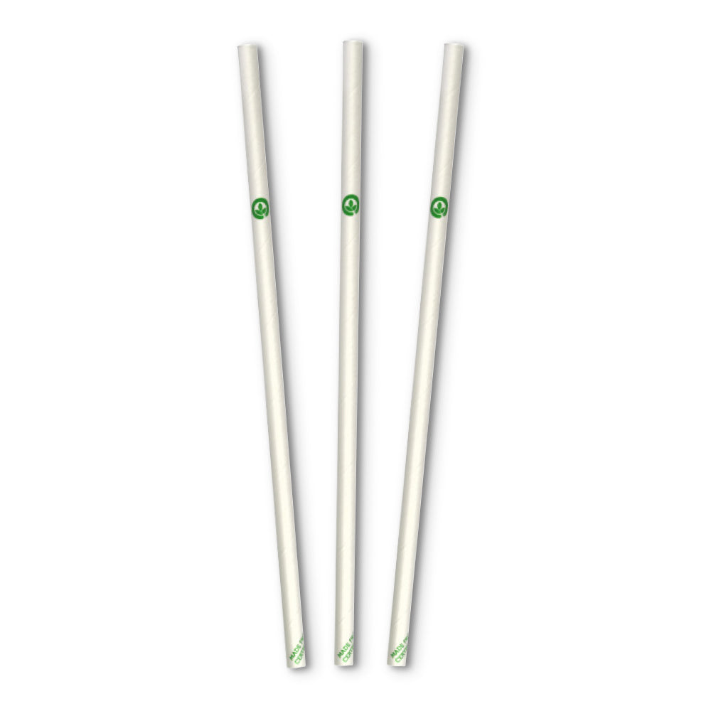 BioPak 6mm White Regular Straws - Individually wrapped 50pk