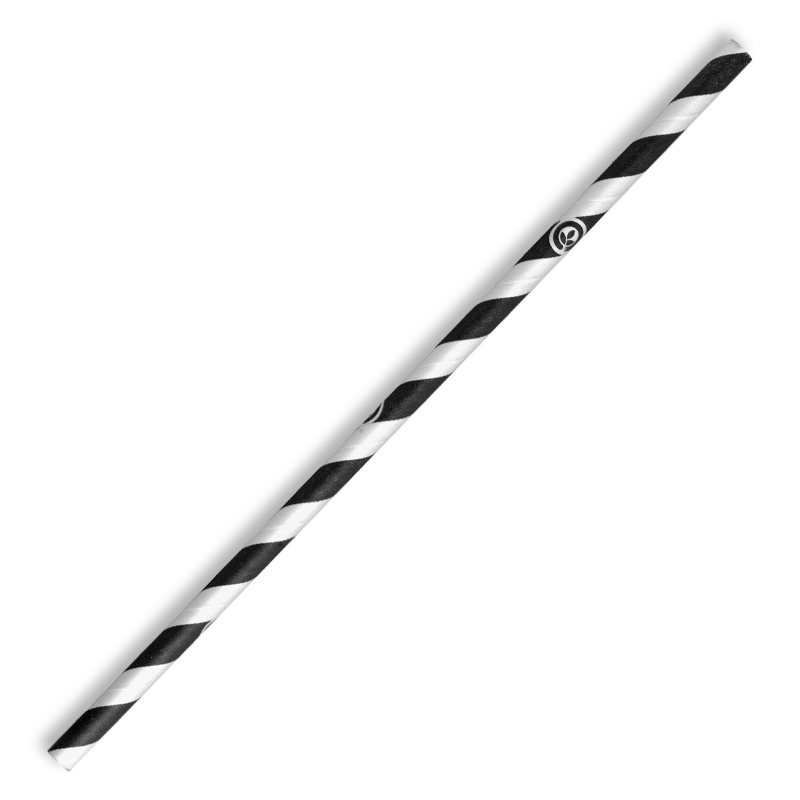 6MM REGULAR BLACK STRIPE BIOSTRAW