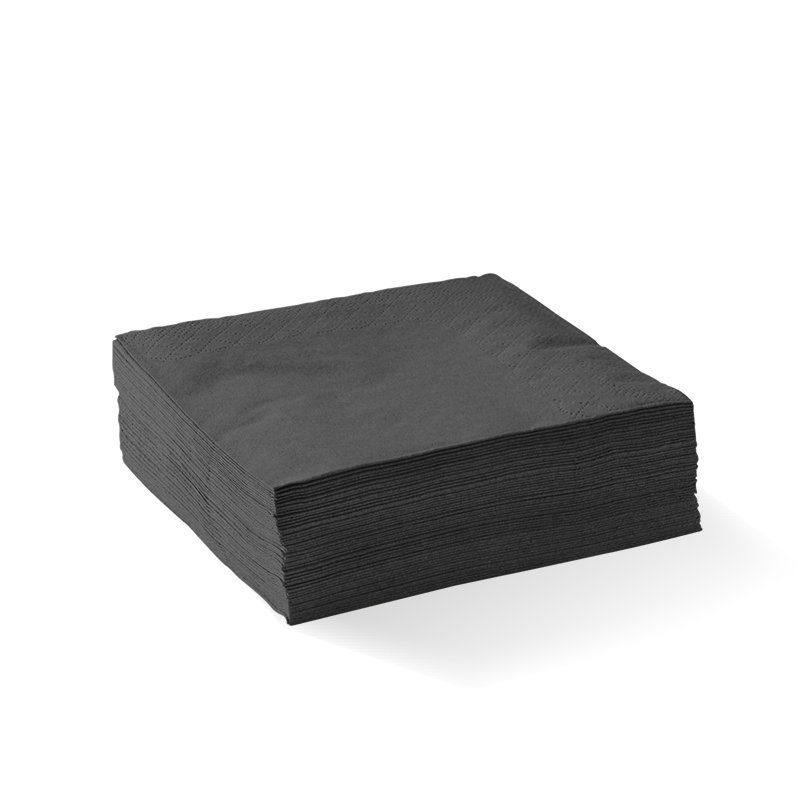 2 Ply Black Corner Embossed Cocktail BioNapkin
