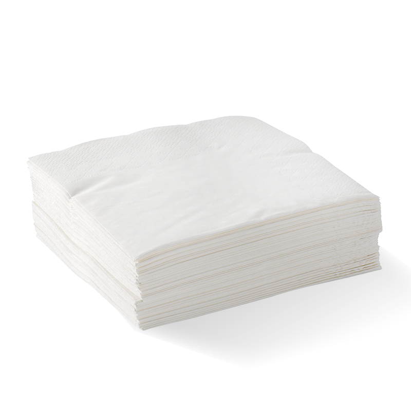 2 Ply 1/4 Fold White Corner Embossed Dinner BioNapkin