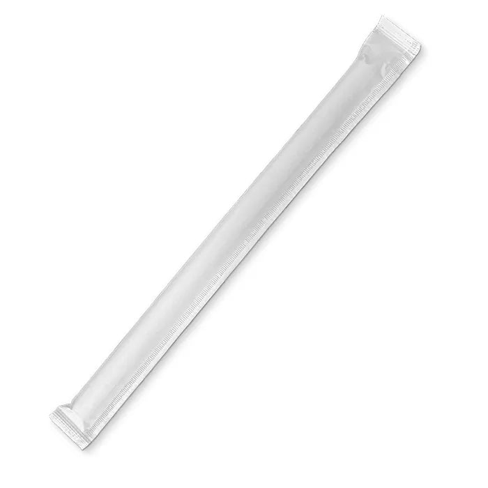 Greenmark White Paper Bubble Tea Straw - Individually Wrapped