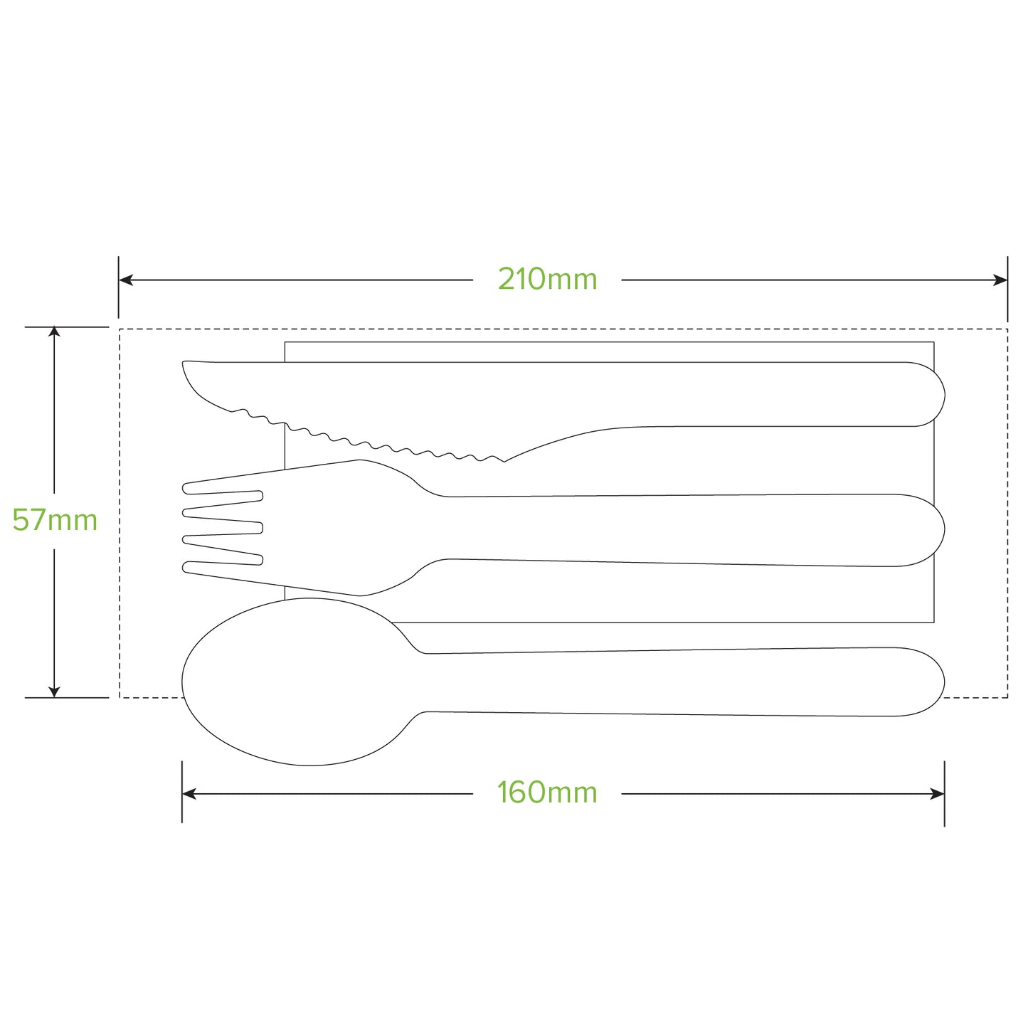 16cm FSC Wood Fork, Knife, Spoon & Napkin Sets