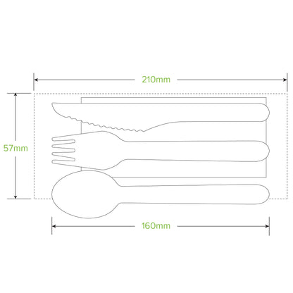 16cm FSC Wood Fork, Knife, Spoon & Napkin Sets
