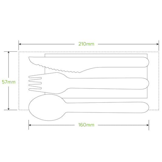 16cm FSC Wood Fork, Knife, Spoon & Napkin Sets