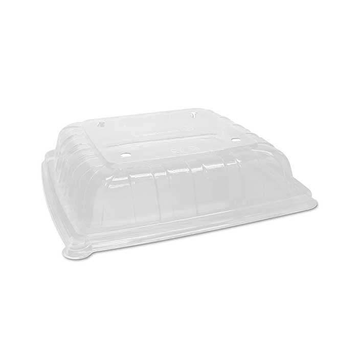 RPET anti-fog Lid for Sugarcane Platter 10 inch square