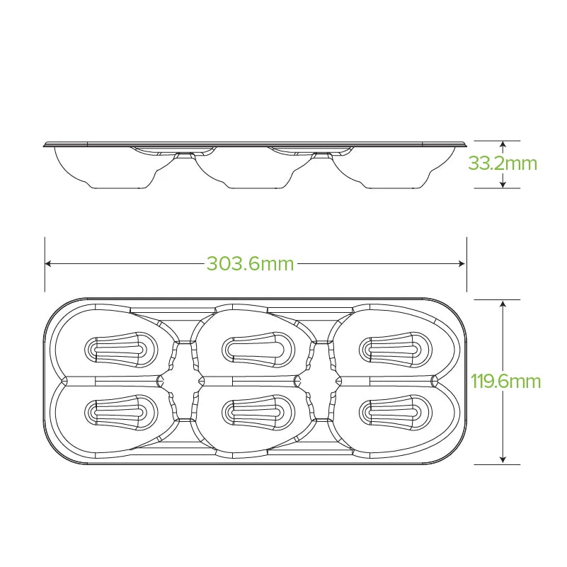 BioPak Oyster Tray - Holds 6 items