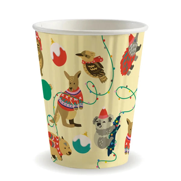 BioPak 390ml / 12oz (90mm) Christmas Series Double Wall BioCup
