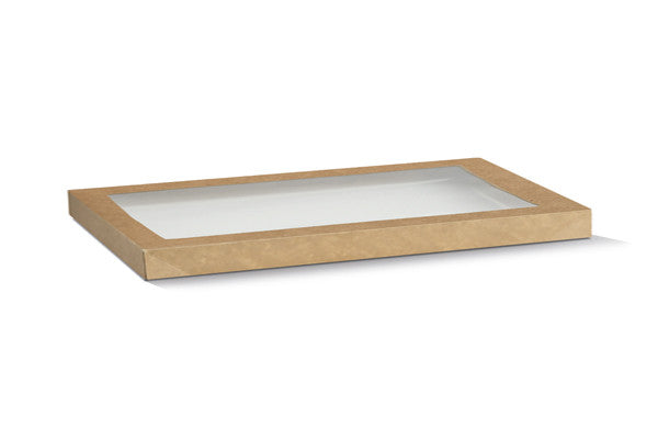 Kraft Catering Tray Lid Large - PLA Window 583x275x30 mm