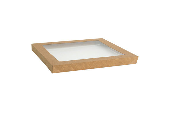Kraft Catering Tray Lid Medium - PLA Window 382x275x30 mm