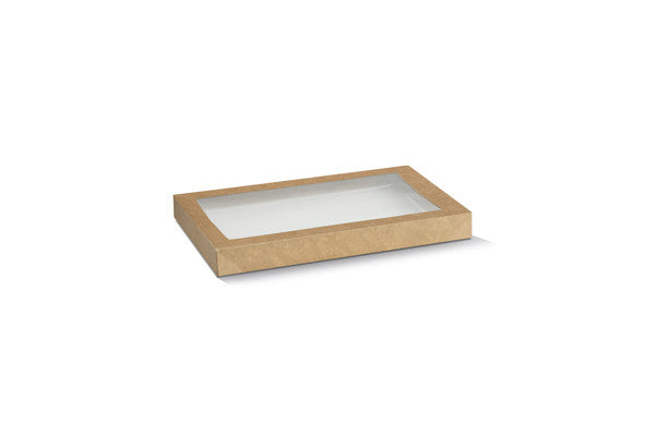 Kraft Catering Tray Lid Small - PLA Window 280x180x30 mm