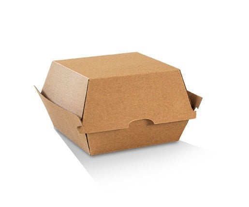 High Burger Box / Brown Corrugated Kraft / Plain 113x111x100 mm