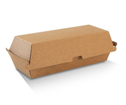 Hot Dog Box / Brown Corrugated Kraft / Plain 208x70x75 mm